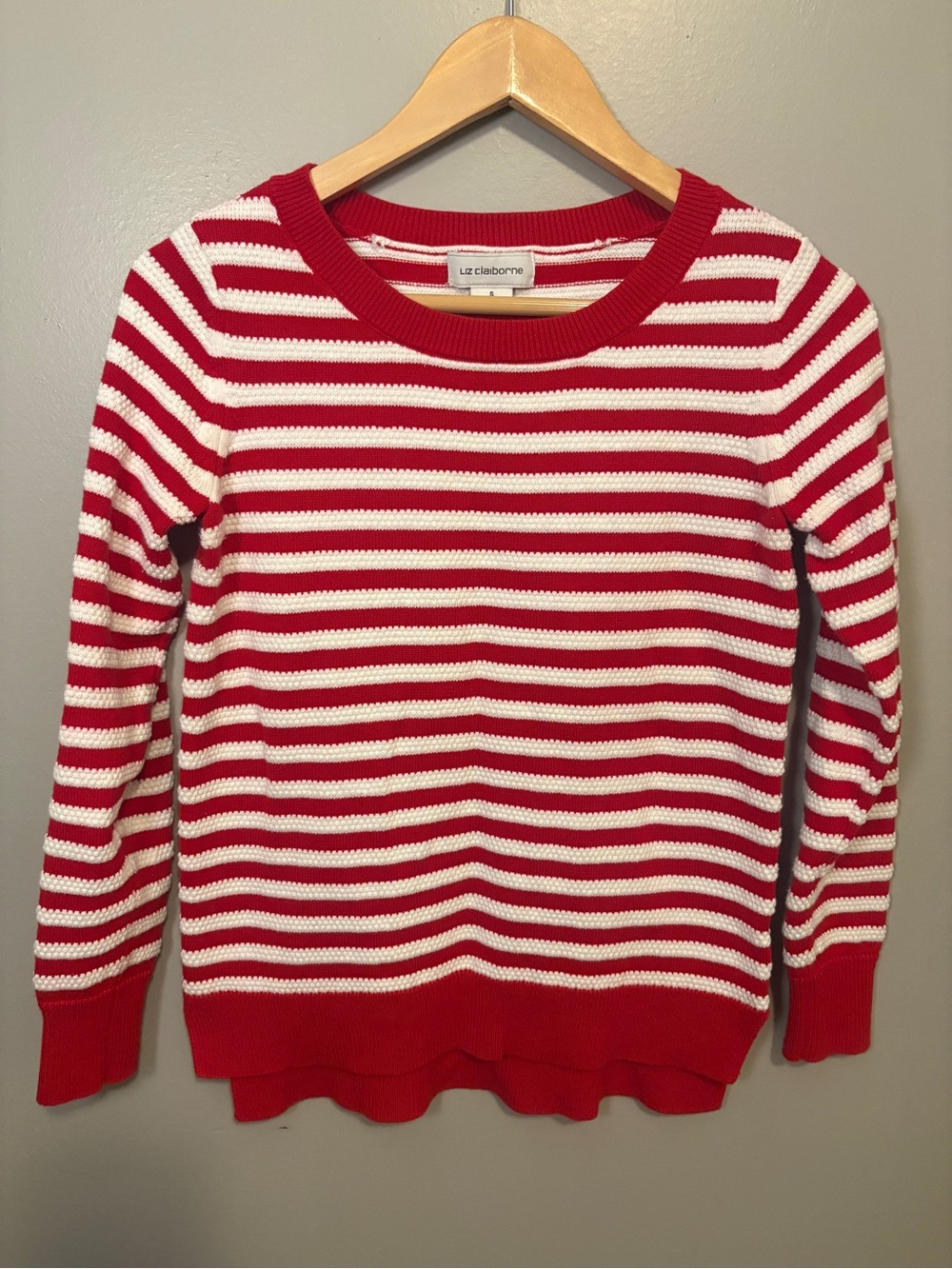 Liz Claiborne Red & White Striped Women's Sweater Small